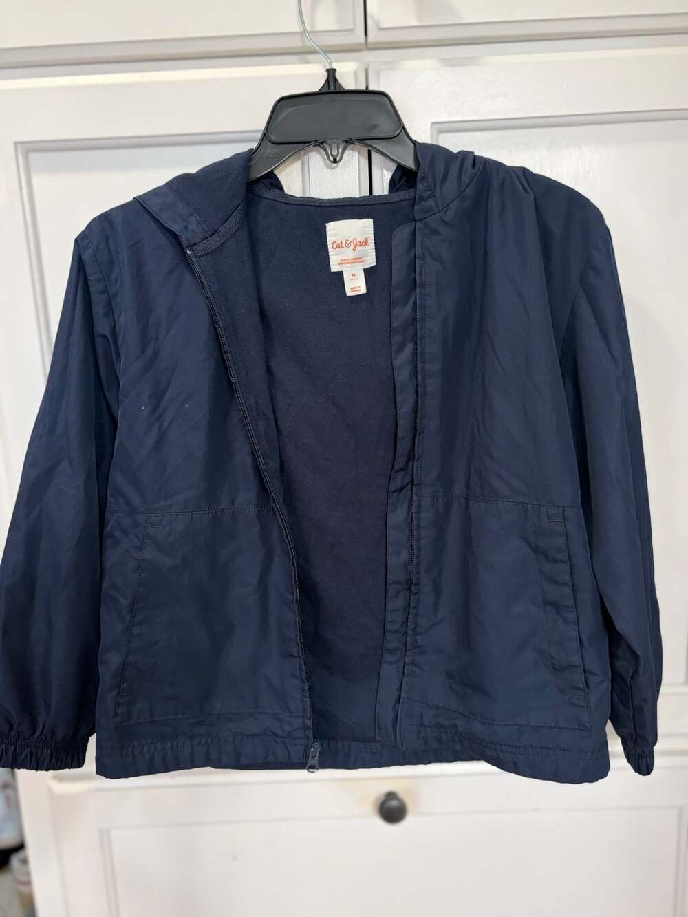 Cat & Jack Kids Navy Blue Windbreaker Hooded Jacket Size M